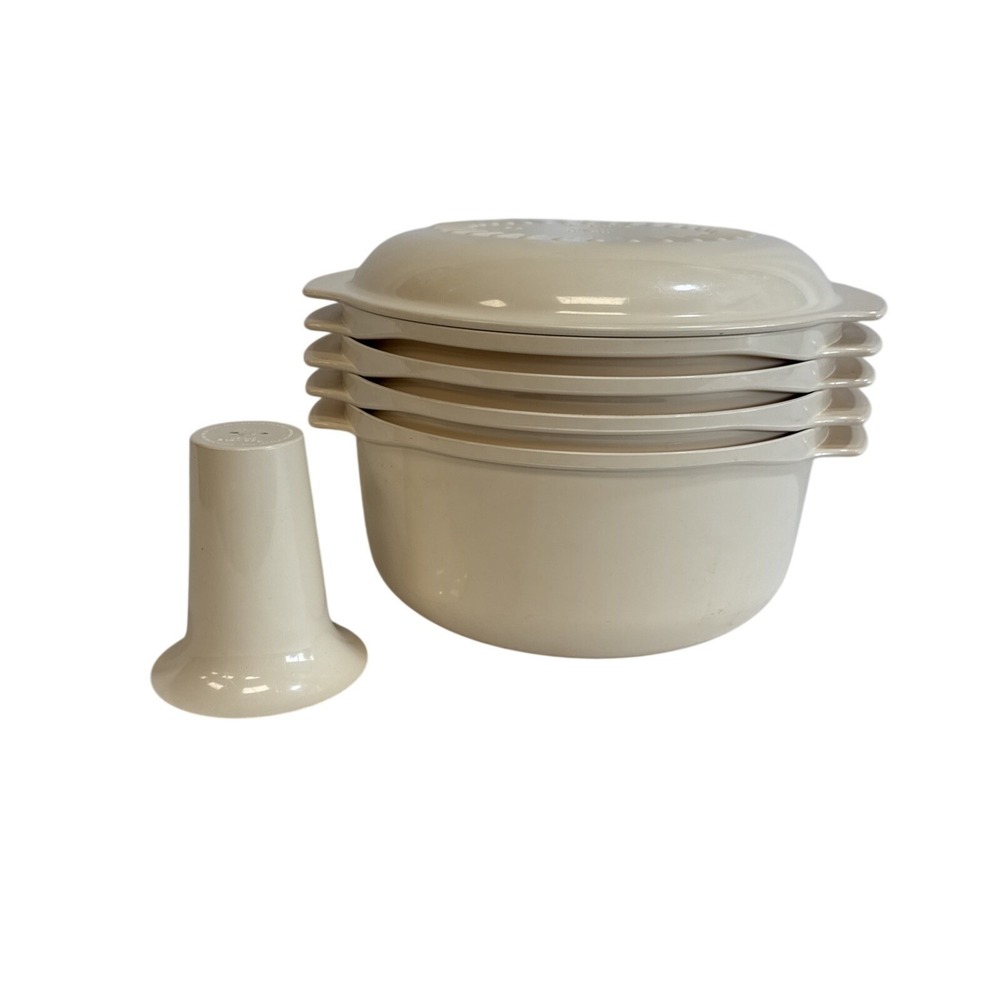 Tupperware Microsteamer Stack Cooker Set Almond 5 Piece Microwave